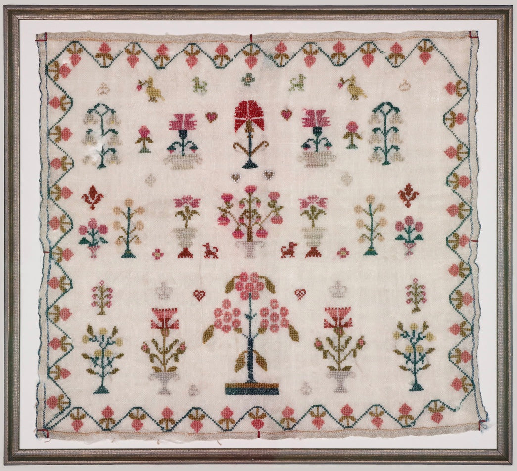 Crowns and Flowers Sampler - 1800s-1830s original sampler