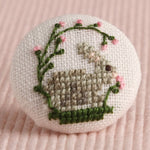 Spring Rabbit: Hand-Embroidered Pin