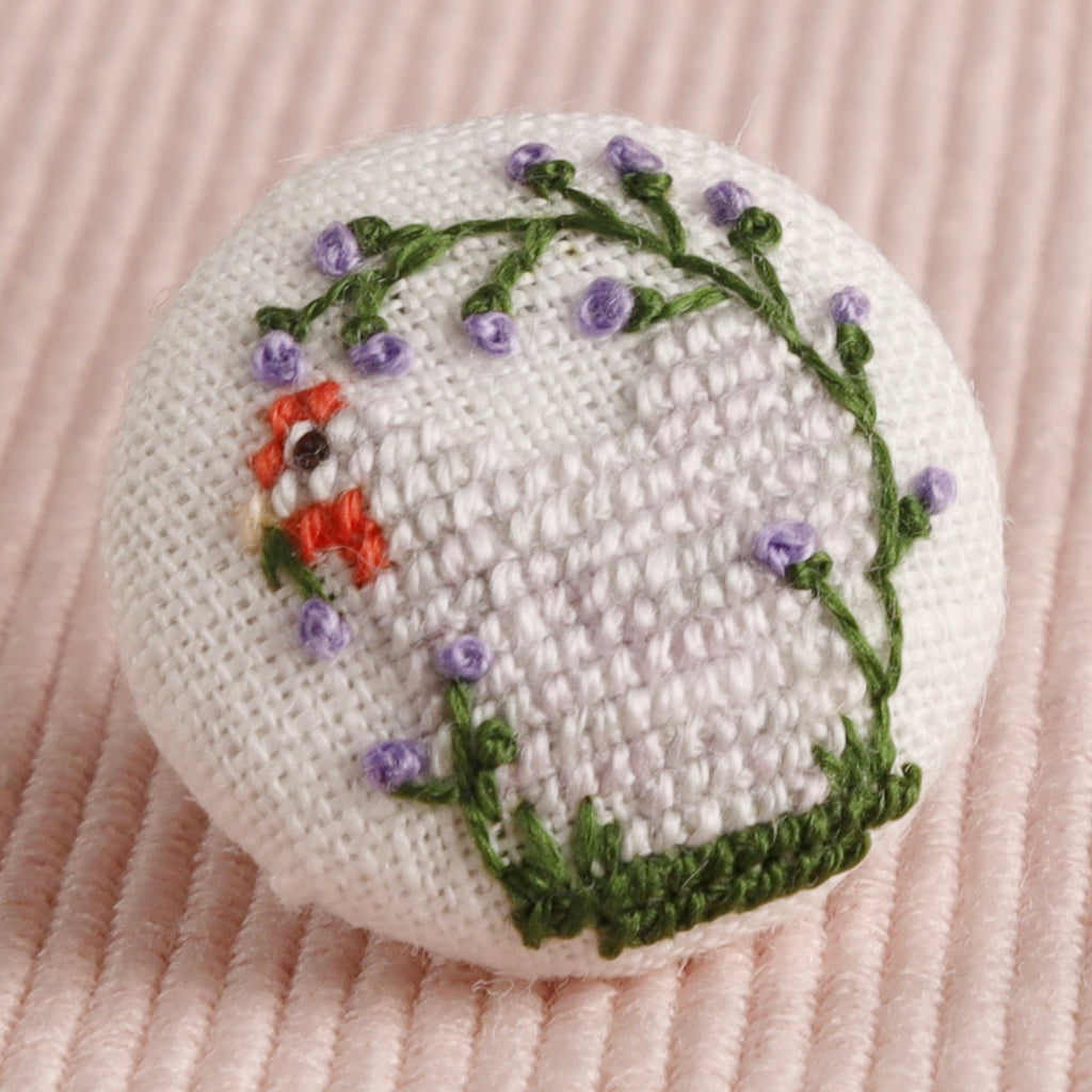 Anona’s Lavender Pekin: Hand-Embroidered Pin